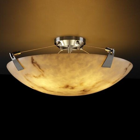 Justice Design FAL-9632-25-NCKL 24" Semi-Flush Bowl, Choose Finish: Brushed Nickel Finish, Choose Lamping Option: Standard Lamping